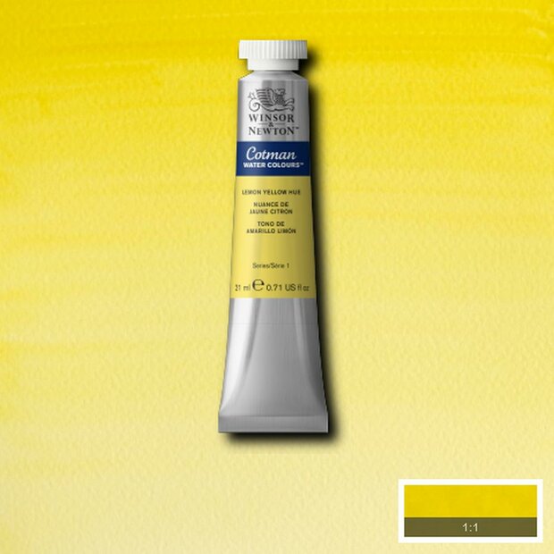 Lemon Yellow. Cotman Water Colour / Aquarelverf van Winsor &amp; Newton 21 ML Kleur 346