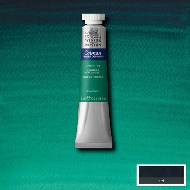 Viridian Hue Cotman Water Colour / Aquarelverf van Winsor &amp; Newton 21 ML Kleur 696