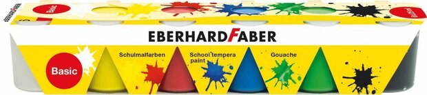 Standaard kleuren schoolverf Eberhard Faber tempera 6x25ml set