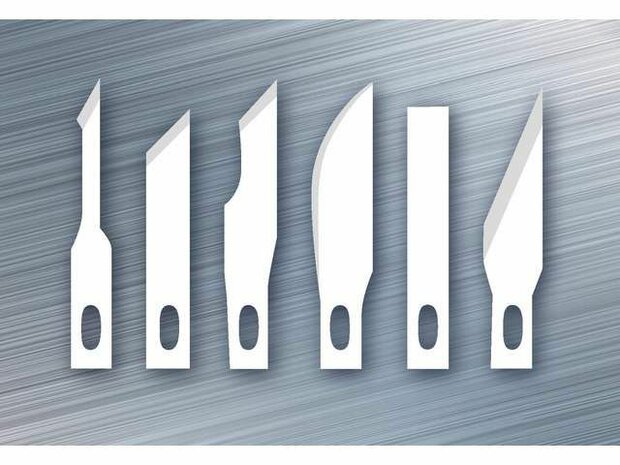 6 Verschillende reservemesjes voor scalpel Westcott