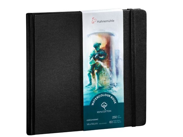 14 x 14 cm Hahnem&uuml;hle Hardcover Cold Pressed Watercolour Book 100% katoen 60 bladen 250 grams