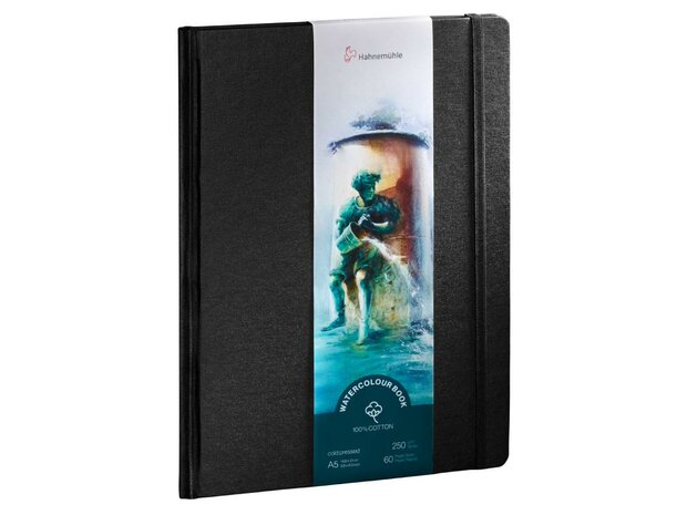 A5 Hahnem&uuml;hle Hardcover Portrait size Cold Pressed Watercolour Book 100% katoen 60 bladen 250 grams
