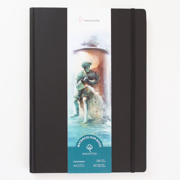 A4 Hahnem&uuml;hle Hardcover Cold Pressed Watercolour Book 100% katoen 60 bladen 250 grams
