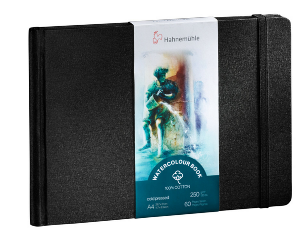A4 (landscape) Hahnem&uuml;hle Hardcover Cold Pressed Watercolour Book 100% katoen 60 bladen 250 grams
