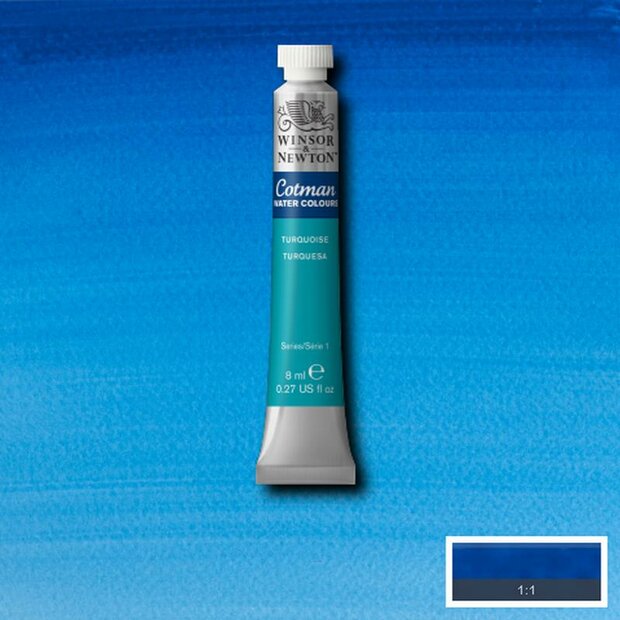 Turquoise 8 ML van Winsor &amp; Newton Cotman Water Colours Kleur 654
