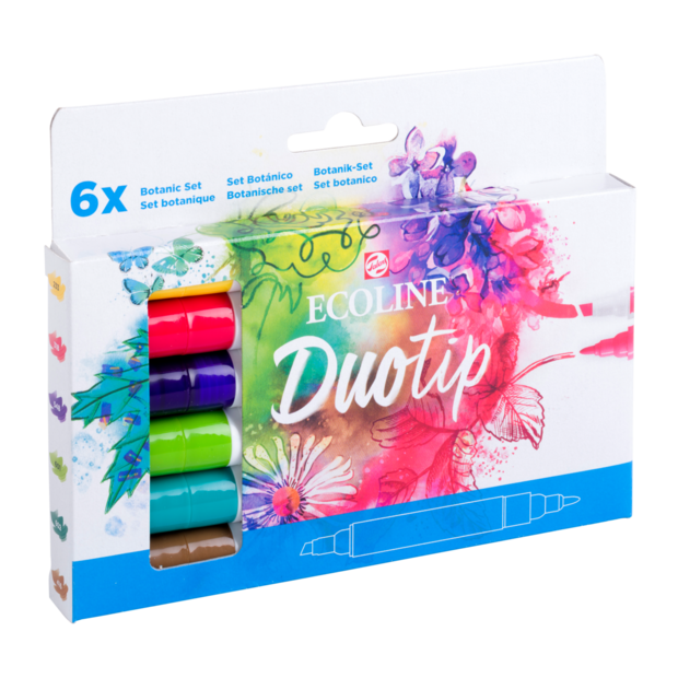 6 Botanisch kleuren set Ecoline Duotip van Talens Set 912