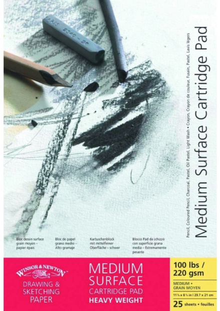 A5 Winsor &amp; Newton Medium Surface Cartrigde Pad OP=OP 220 grams 25 vellen