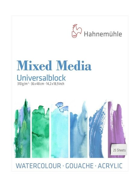 36 x 48 cm Hahnem&uuml;hle Mixed Media Universal Pad fijne korrel 310 grams 25 vellen