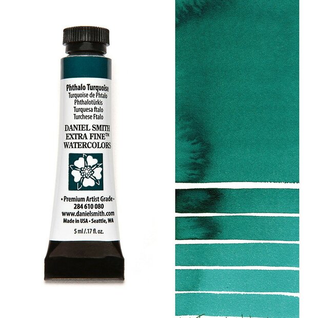 Phthalo Turquoise (S1) Aquarelverf Daniel Smith (Extra fine Watercolour) 5 ML Kleur 080