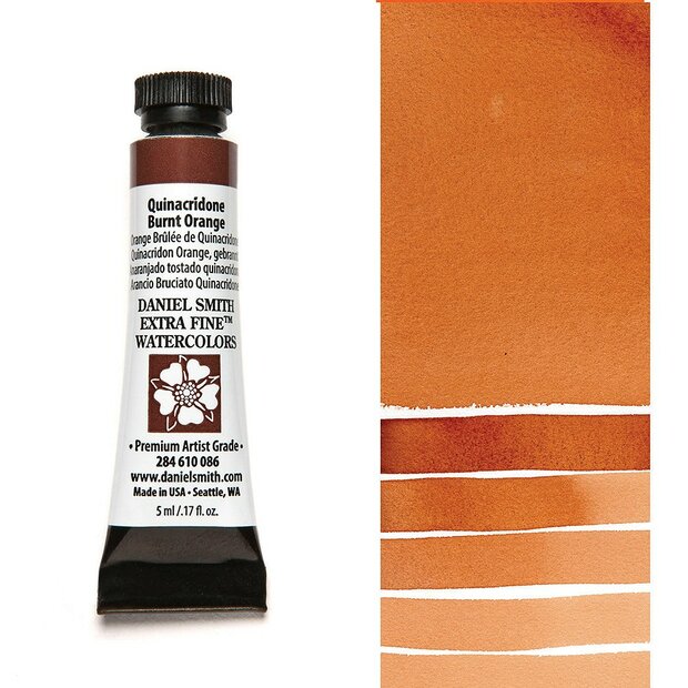 Quinacridone Burnt Orange (S2) Aquarelverf Daniel Smith (Extra fine Watercolour) 5 ML Kleur 086