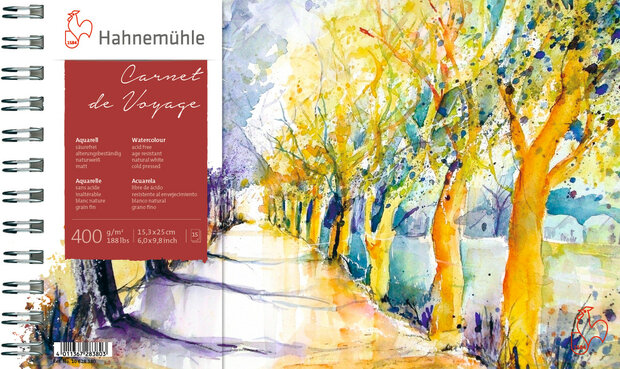 15,3 x 25 cm Hahnemuhle Carnet Aquarelle  400 gram &middot;cold pressed (ringband) 15 vellen