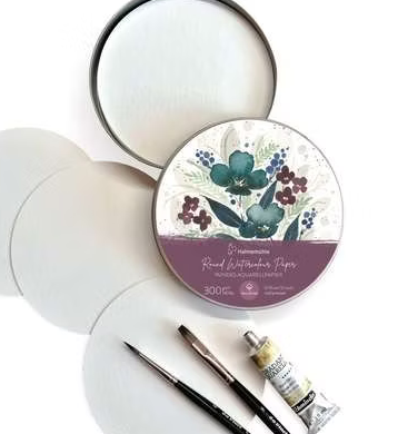  13 cm &Oslash; 30 vellen rond aquarelpapier Hahnem&uuml;hle 300 gram - cold pressed 100% katoen