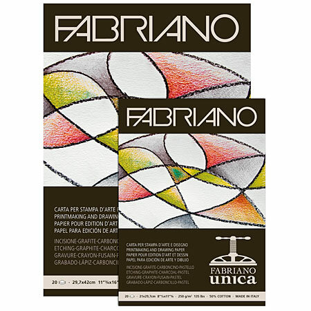 A4 21 x 29,7 cm 50 % katoen Fabriano Unica Printmaking en Drawing papier 250 grams 20 vellen