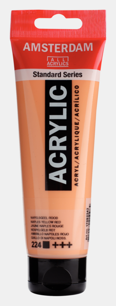 Napelsgeel Rood Amsterdam Standard Series  Acrylverf 120 ML Kleur 224