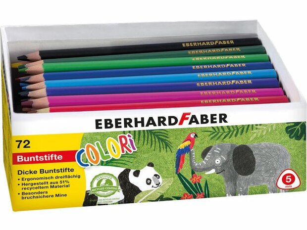 72 Kleurpotloden (5mm) Eberhard Faberdriekantig in kartonnen doos