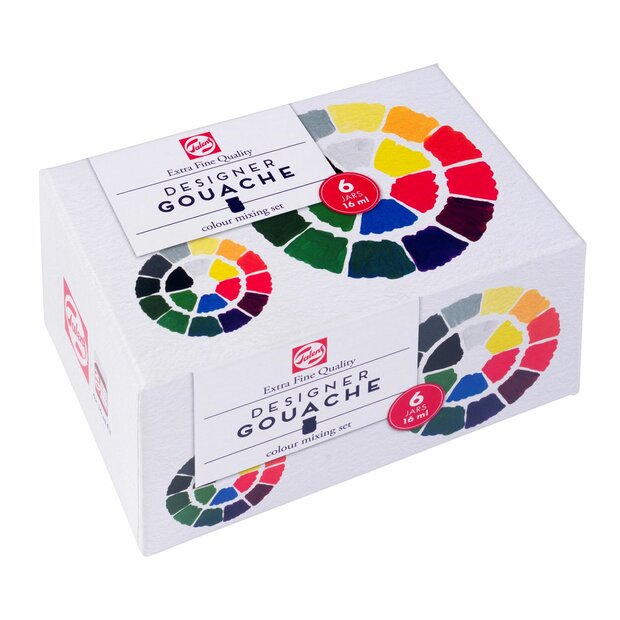 6 x 16 ML Plakkaatverf Primaire kleuren set Extra fijn (Gouache Extra fine) Royal Talens