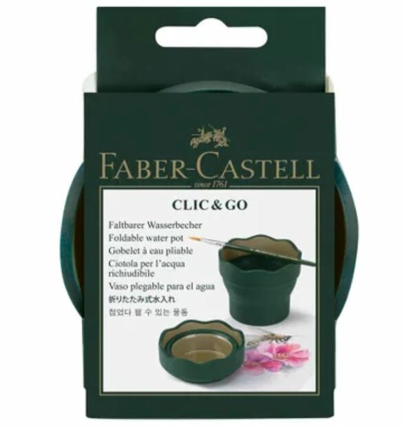 Groene vouwbare watercup / waterbeker Faber-Castell Clic&amp;Go