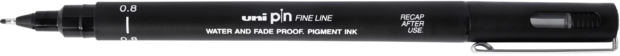 0.8 Uni Pin fineliner zwart