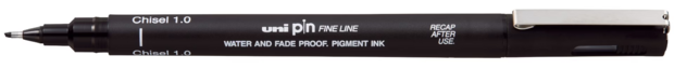 Schuine punt 1mm (Chisel) Uni Pin fineliner zwart