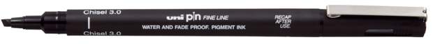 Schuine punt 3mm (Chisel) Uni Pin fineliner zwart