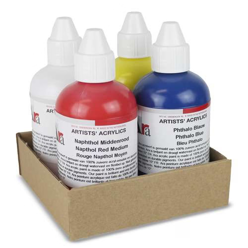 4 x 250 ML Primaire kleuren set Ara Acrylverf
