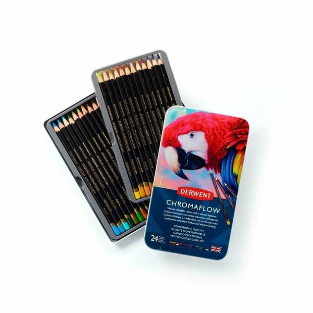 24 potloden set in metalen blik Chromaflow potlood / pencil van Derwent