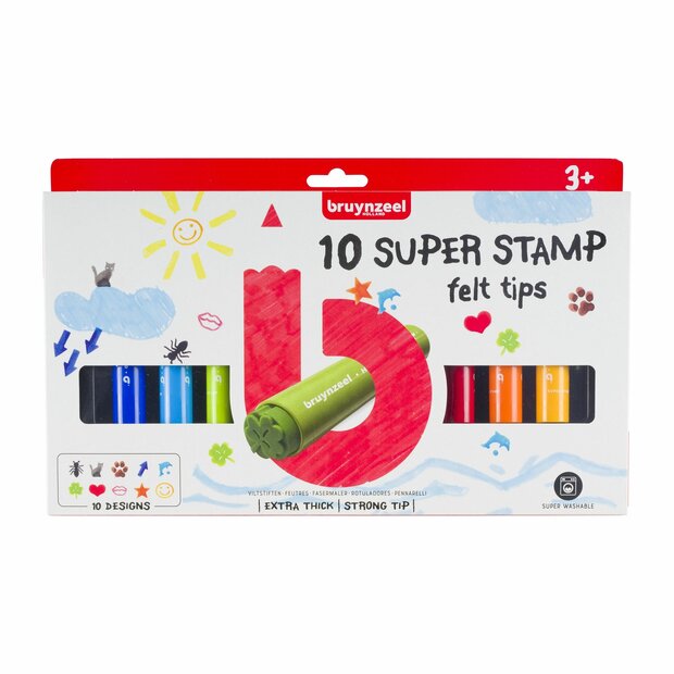 10 Kids Super Stempelstiften van Bruynzeel voorkant omverpakking