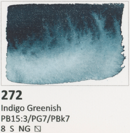 Indigo Greenish PB15:3/PG7/PBk7 Aquarius Heel napje Aquarelverf van Roman Szmal Kleur 272