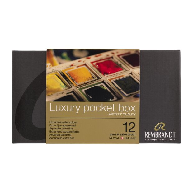 12 napjes + penseel Luxury Pocket box set Rembrandt Professionele Aquarelverf