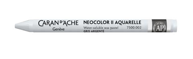 Zilvergrijs / Silver Grey Caran d'Ache Neocolor II Watervermengbaar Wax Pastels Kleur 002