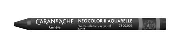 Zwart / Black Caran d'Ache Neocolor II Watervermengbaar Wax Pastels Kleur 009