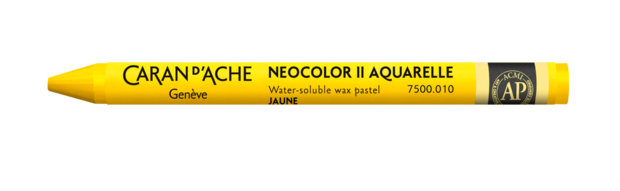 Geel / Yellow Caran d'Ache Neocolor II Watervermengbaar Wax Pastels Kleur 010