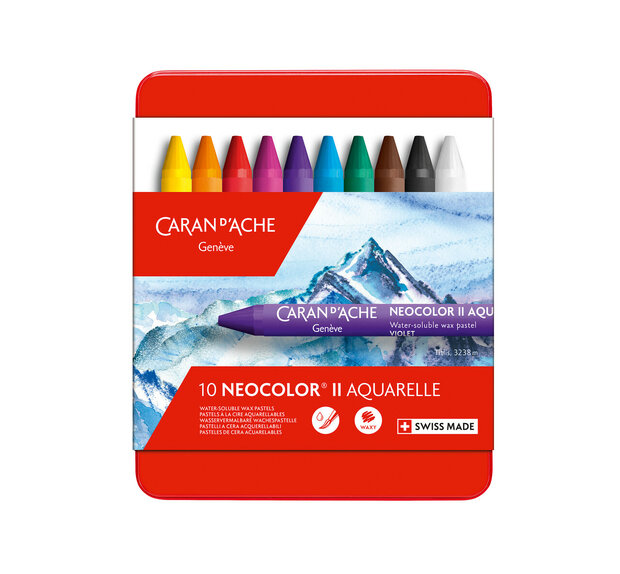 Set met 10 kleuren / Set of 10 Colors Caran d'Ache Neocolor II Watervermengbaar Wax Pastels Set 310