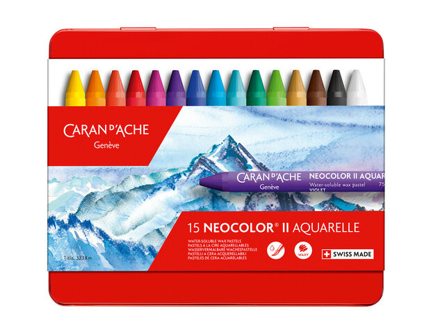 Set met 15 kleuren / Set of 15 Colors Caran d'Ache Neocolor II Watervermengbaar Wax Pastels Set 315