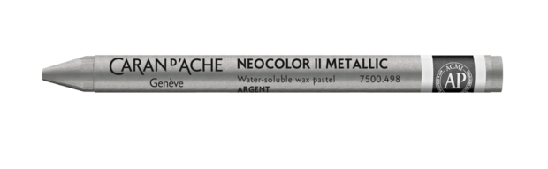 Metallic Zilver / Metallic Silver Caran d'Ache Neocolor II Watervermengbaar Wax Pastels (S2) Kleur 498