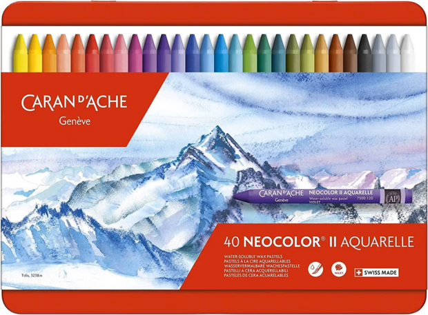 Set met 40 kleuren / Set of 40 Colors Caran d'Ache Neocolor II Watervermengbaar Wax Pastels Set 340