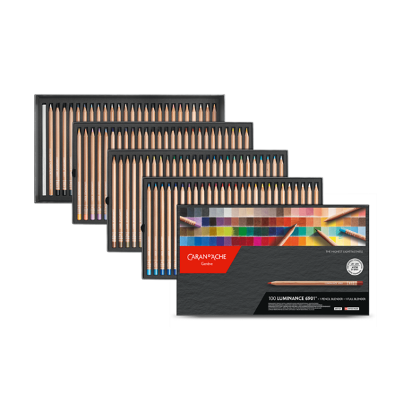 Set met 100 kleuren + 1 blenderpotlood + 1 full blender Caran d'Ache Luminance 6907 Set 800