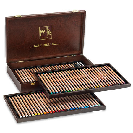 Houten koffer met 76 potloden + 2 blenders Caran d'Ache Luminance 6901 Set 476