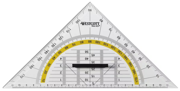 Product afbeelding van 22 CM Westcott Geodriehoek met handgreep AC-E10134-BP 4027521512221