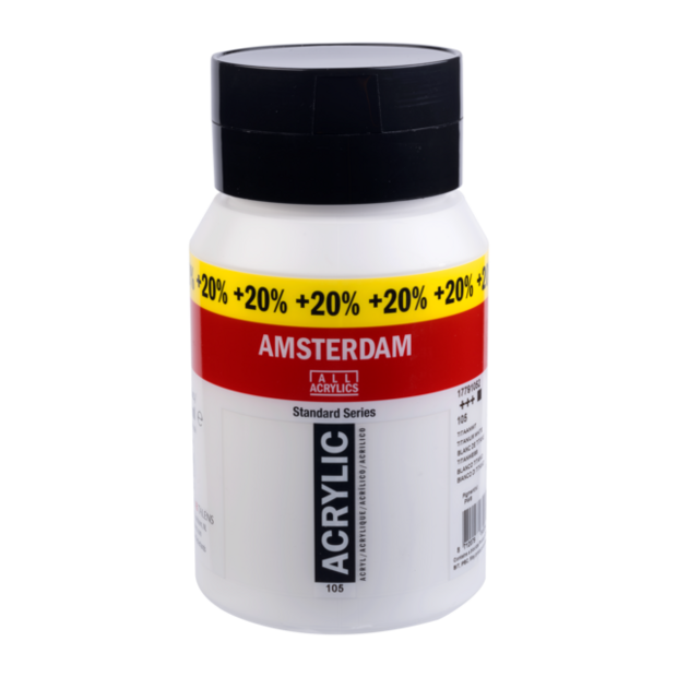 Titaanwit Amsterdam Standard Series Acrylverf 500 ML + 20 % gratis Kleur 105