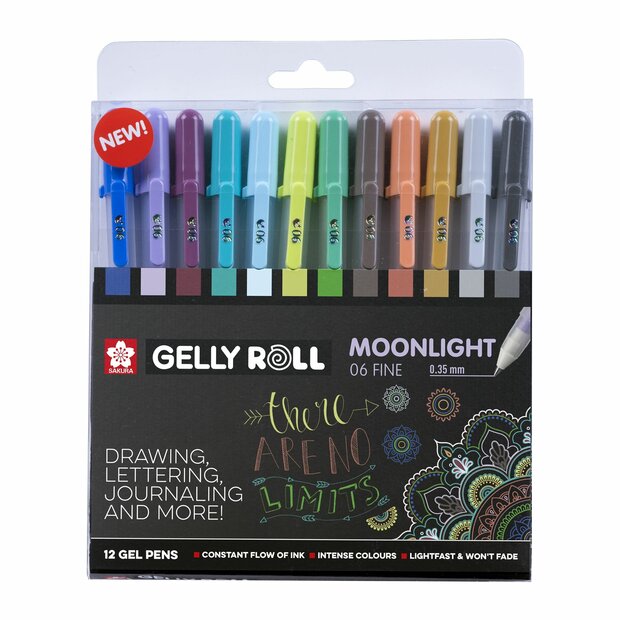 Product foto van de 12 x Gelly Roll pennen (0,35 mm) Moonlight (06) set Pastel van Sakura