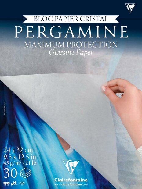 Clairefontaine Pergamine Gelijmd Blok &ndash; 30 Vellen Kristalpapier 24x32cm, 45g (voorkant) 976100C  3665136048783