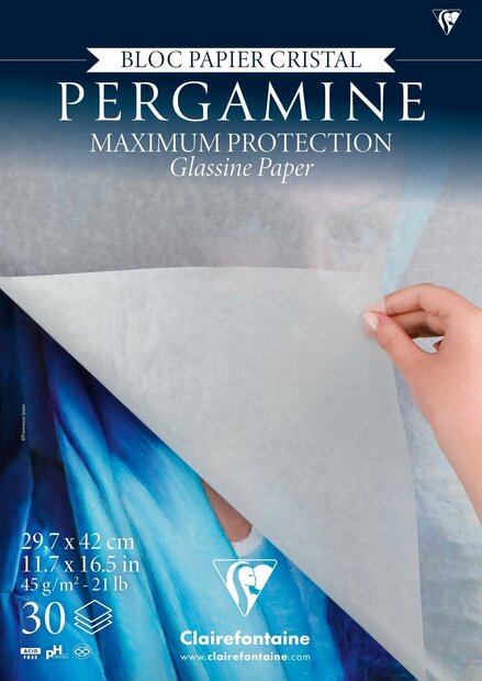 Voorkant van het pak A3 Clairefontaine Pergamine Gelijmd Blok &ndash; 30 Vellen Kristalpapier 45 grams 976101C 3665136048790