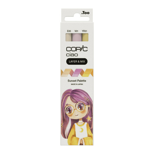 3 x Layer &amp; Mix Sunset Palet Copic Ciao alchohol inkt markers Set 308