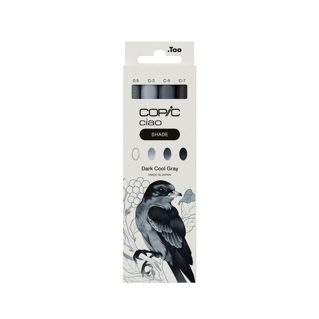 3 x Dark Cool Grey Shade Copic Ciao alchohol inkt markers + 1 Multiliner set Set 422