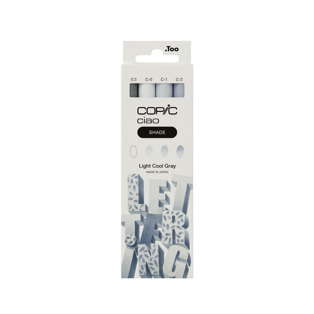 3 x Light Cool Grey Shade Copic Ciao alchohol inkt markers + 1 Multiliner set Set 423