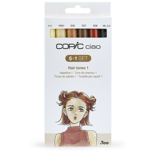 5 +1 Hair Tone Colours Copic Ciao alchohol inkt markers Set 572