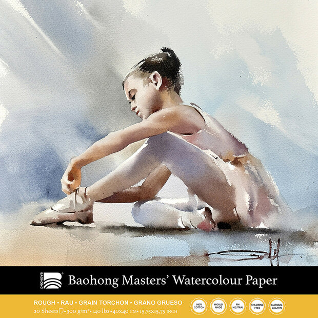 400 x 400 mm 4-zijdig verlijmd 300 grams Rough Grain Torchon Ruw Baohong Masters Choice Michael Solovyev 100 % katoen aquarelpapier