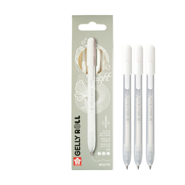 3 x Classic Witte Sakura Retractable Gelly Roll (klikpen) set H3A