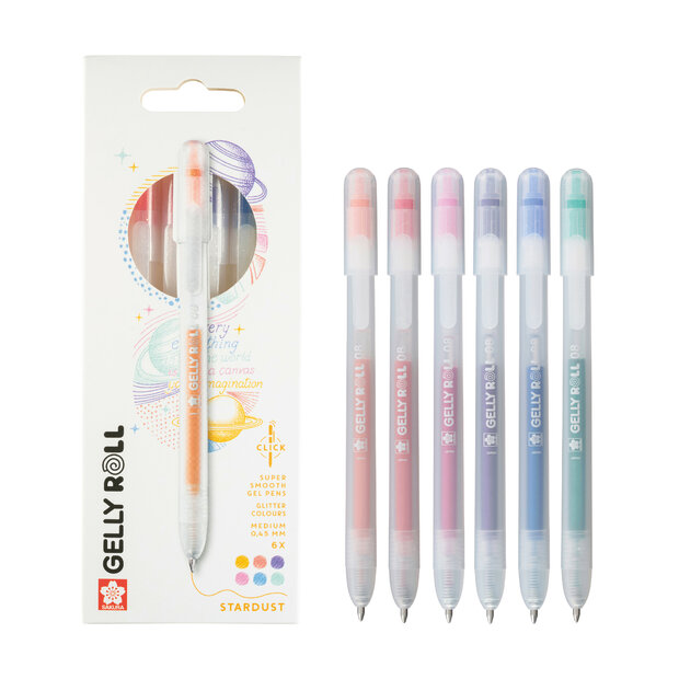 6 x Stardust Sakura Retractable Gelly Roll (klikpen) Set A6